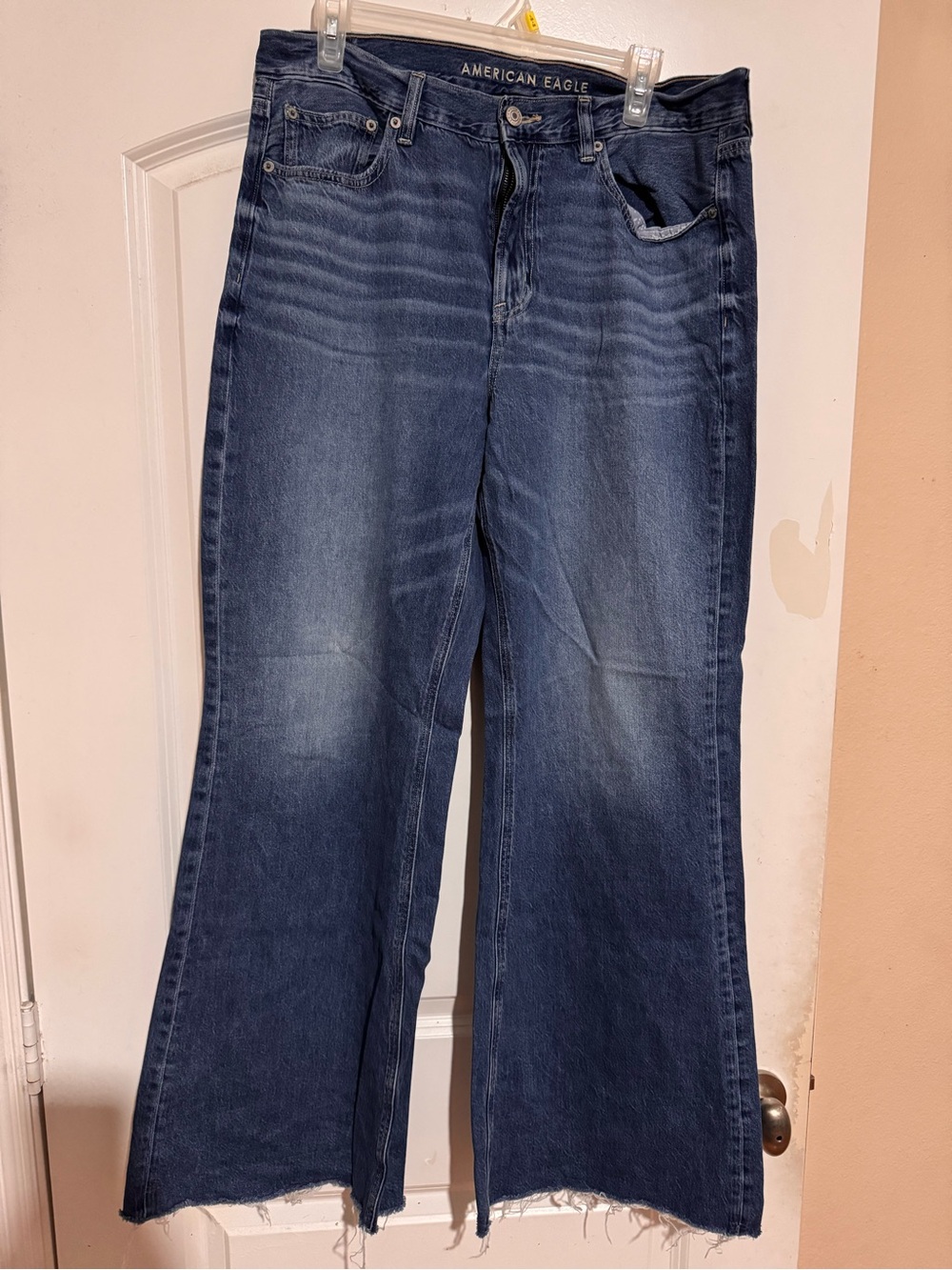 American Eagle Outfitters Dark Blue Low-Rise Baggy Flare Jeans